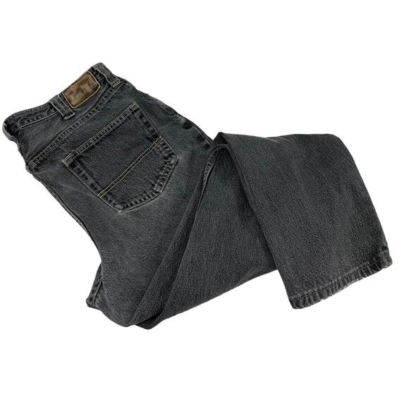 Lands' End Traditional Fit Jeans Mens Size 36 Distress‎ Grunge Black Faded Denim - Picture 10 of 10